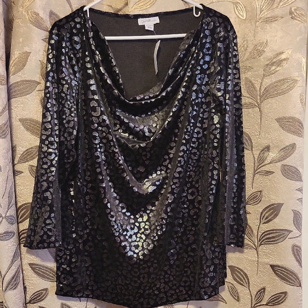 Jaclyn Smith Shimmering Black Sequin Top